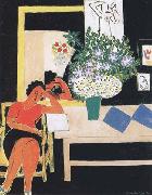 Henri Matisse Reader on a Black Background(The Pink Table) (mk35) oil painting on canvas